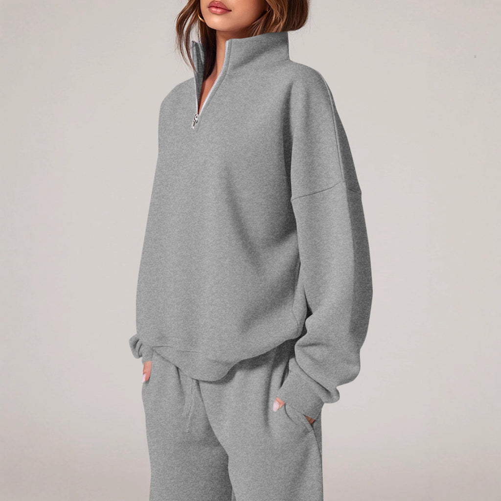 Springautumn Half-zip Sweatshirt And Straight-leg Pants Sportswear Travel Set by Ricaloux
