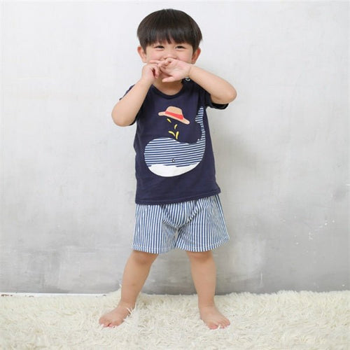 Cartoon Clothing Baby Boy Summer Clothes T-shirt Baby Girl Casual Clothing Sets - RICALOUX