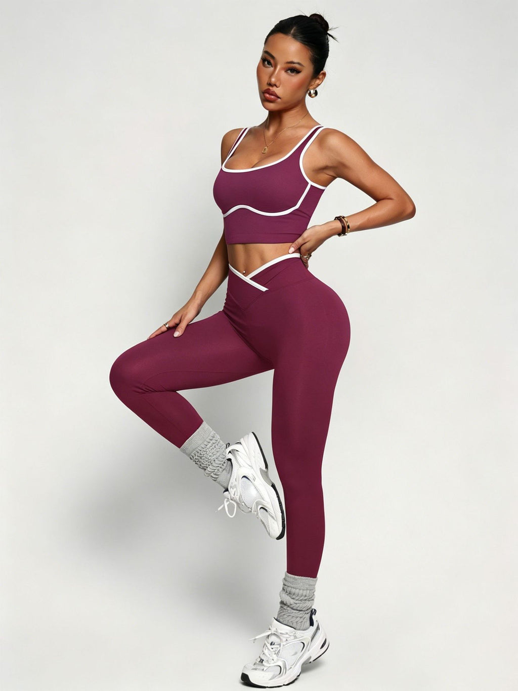 Women's Workout Outfit Set Including Sports Bra Tank Top & High Waist Butt Lifting Yoga Pants – Premium 4 | RICALOUX