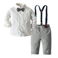 Children's Clothing Autumn And Winter Long Sleeve Cotton White Shirt Trousers Birthday Flower Children's Dress Boys Winter Suit - RICALOUX