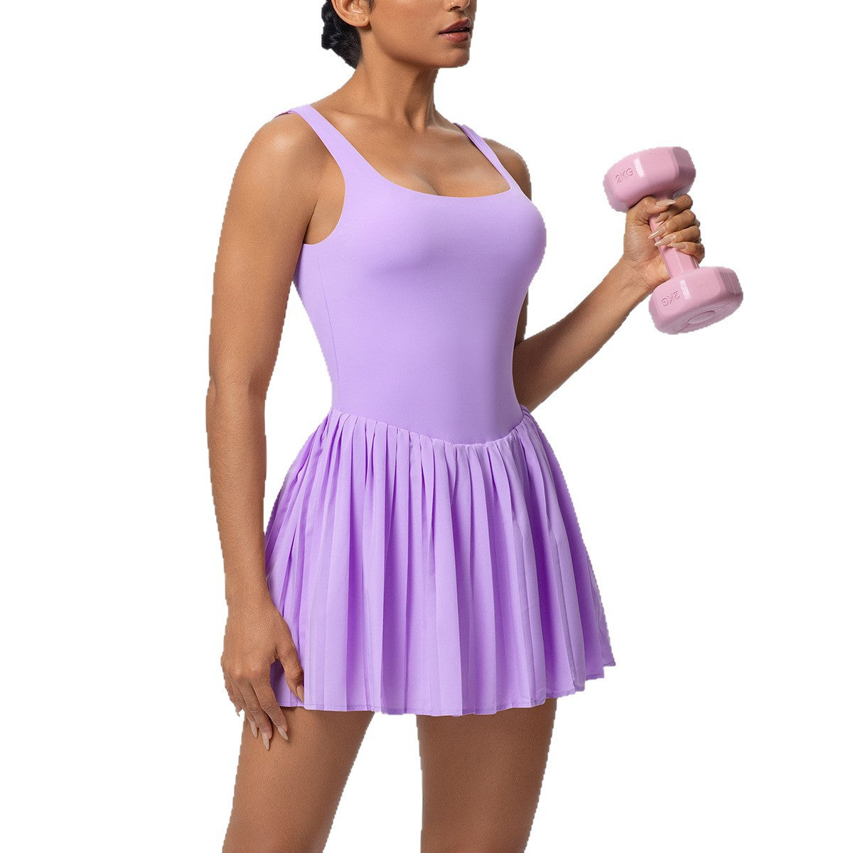 Fake Two-piece Tennis Skirt Base-layer Fitness Dress For Women by Ricaloux