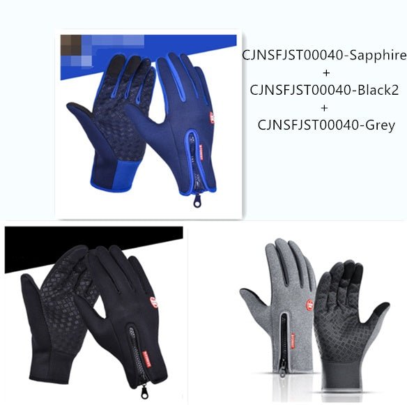 Outdoor Waterproof Gloves Touch Screen Windproof Riding Zipper Sports Winter Warm Fleece Mountaineering Gloves - RICALOUX