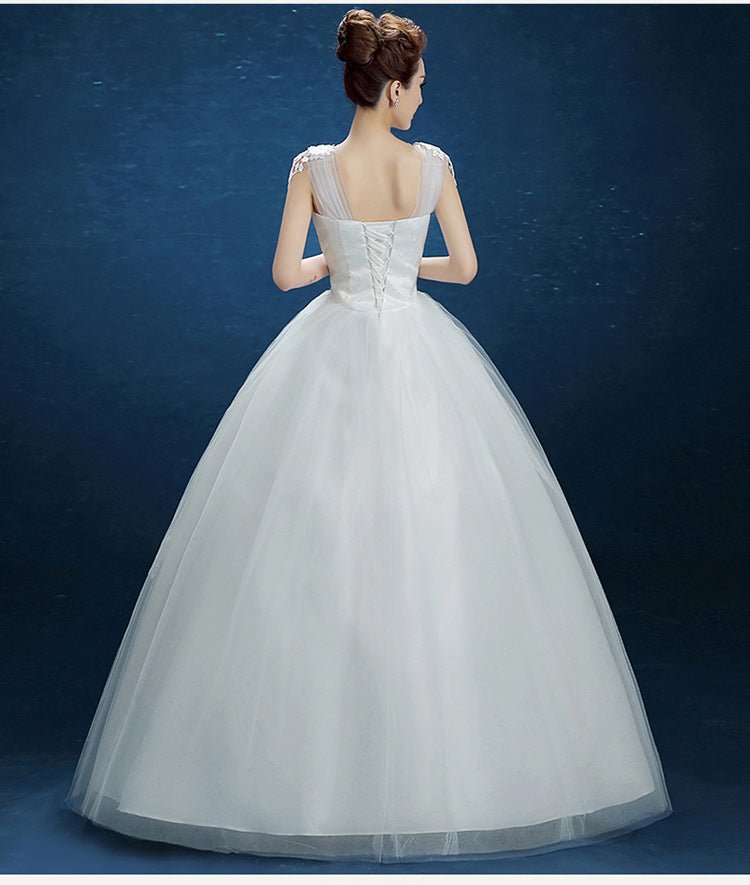 Summer New Wedding Dress, Korean Simple Shoulder Uniform Show Thin Bride Married One Word Shoulder Dress - RICALOUX