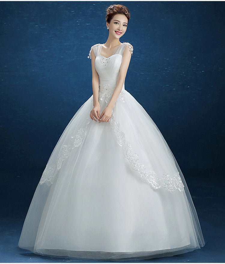 Summer New Wedding Dress, Korean Simple Shoulder Uniform Show Thin Bride Married One Word Shoulder Dress - RICALOUX