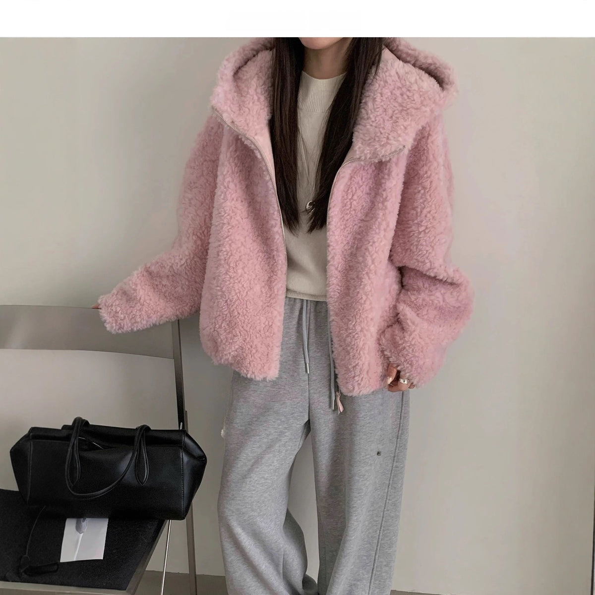 Women's Sheepskin Fur Coat - Warm Winter Long Jacket with Soft Leather Exterior and Plush Lining by Ricaloux
