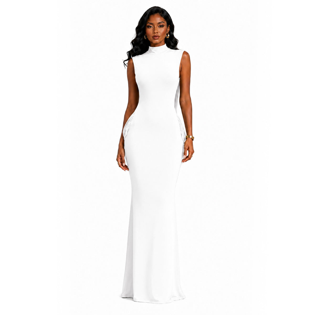 Figure-flattering Backless Mid-neck Dress by Ricaloux