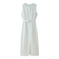 Round-neck Sleeveless Dress With A Belt And Single-breasted Buttons by Ricaloux