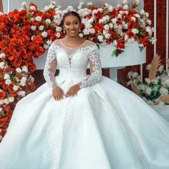Ball Gown Wedding Dress Long Sleeves Bridal Gown - RICALOUX