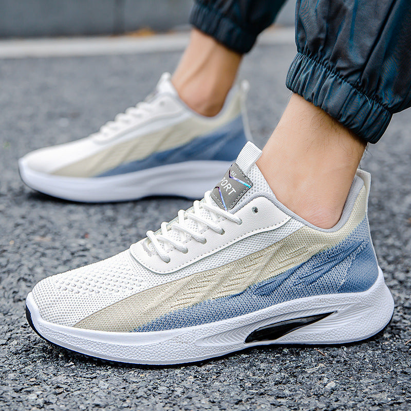 Color-blocked Mesh Sneakers Men Breathable Comfortable Casual Fashion Lace Up Wear-resistant Walking Running Sports Shoes by Ricaloux