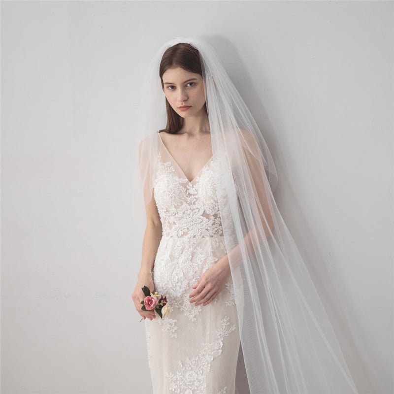 Extra Long Double Veil Wedding Dresses Hair Accessories - RICALOUX
