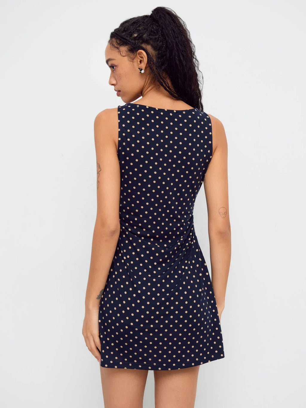 Vintage Polka Dot Sleeveless Dress Women Boat Neck Slim Fit A-Line Mini Dress Casual Summer Party Outfit by Ricaloux