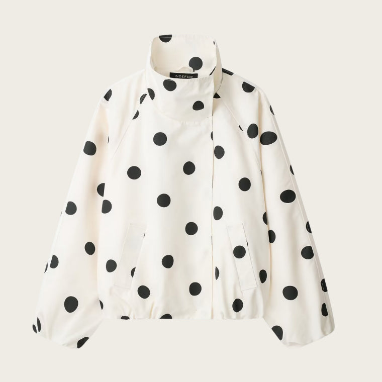 Polka-dot Turtleneck Aviator Jacket by Ricaloux