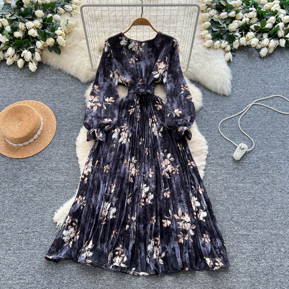 Womens French-style Vintage Chic Printed Dress by Ricaloux