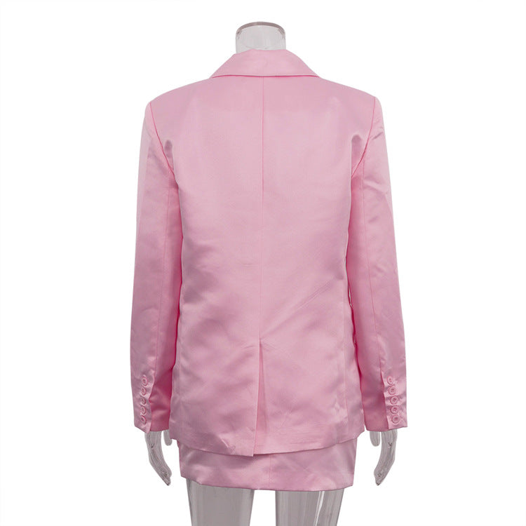 Double Breasted Oversized Blazer & High Waist Mini Skirt 2-Piece Suit – Premium 4 | RICALOUX