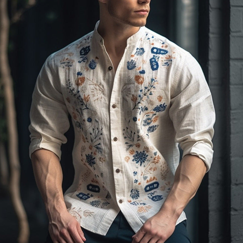 Mens Breathable Long-sleeve Printed Shirt by Ricaloux