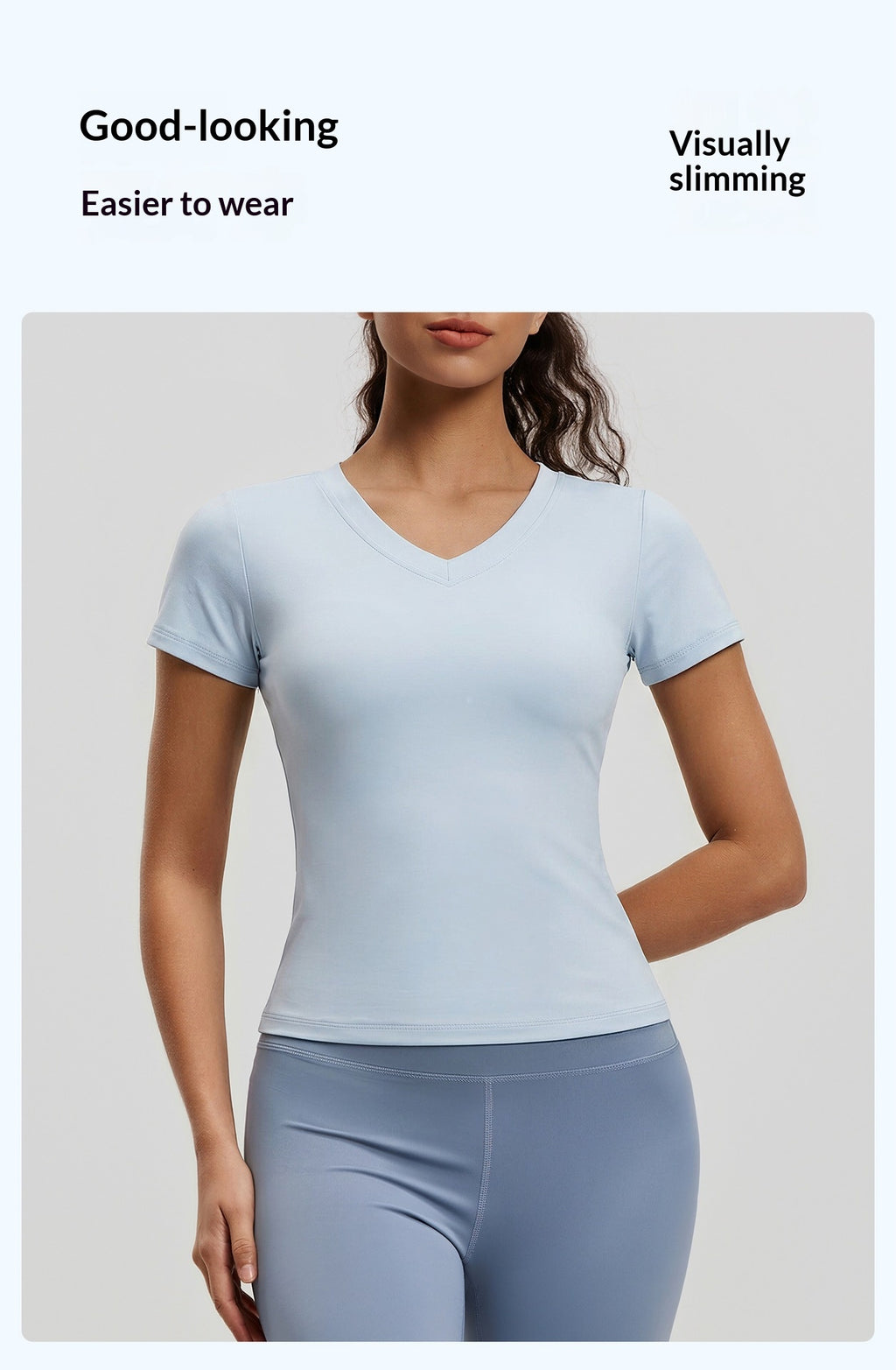 Peach Basic V-neck Short Sleeve Sports Top, Breathable Slim-fit Yoga Shirt For Fitness And Running – Premium 4 | RICALOUX