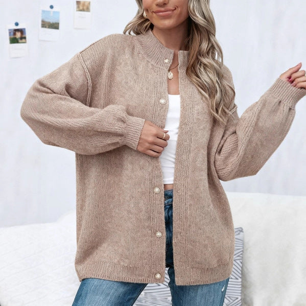 Womens Crew-Neck Casual Loose-Fit Thick Sweater by Ricaloux