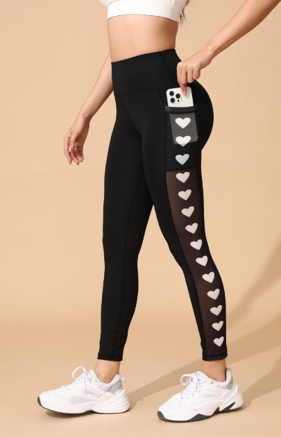 New Arrival Best-Selling Yoga Pants, Sports & Outdoor Skinny Leggings With Butt-Lifting Design, Spliced Mesh And Pockets by Ricaloux