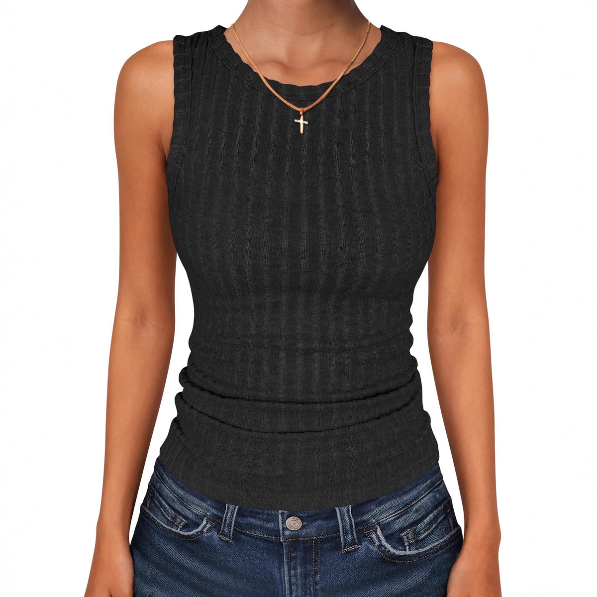 Womens Round-Neck Casual Sleeveless Solid-Color Knitted Vest – Premium 0 | RICALOUX
