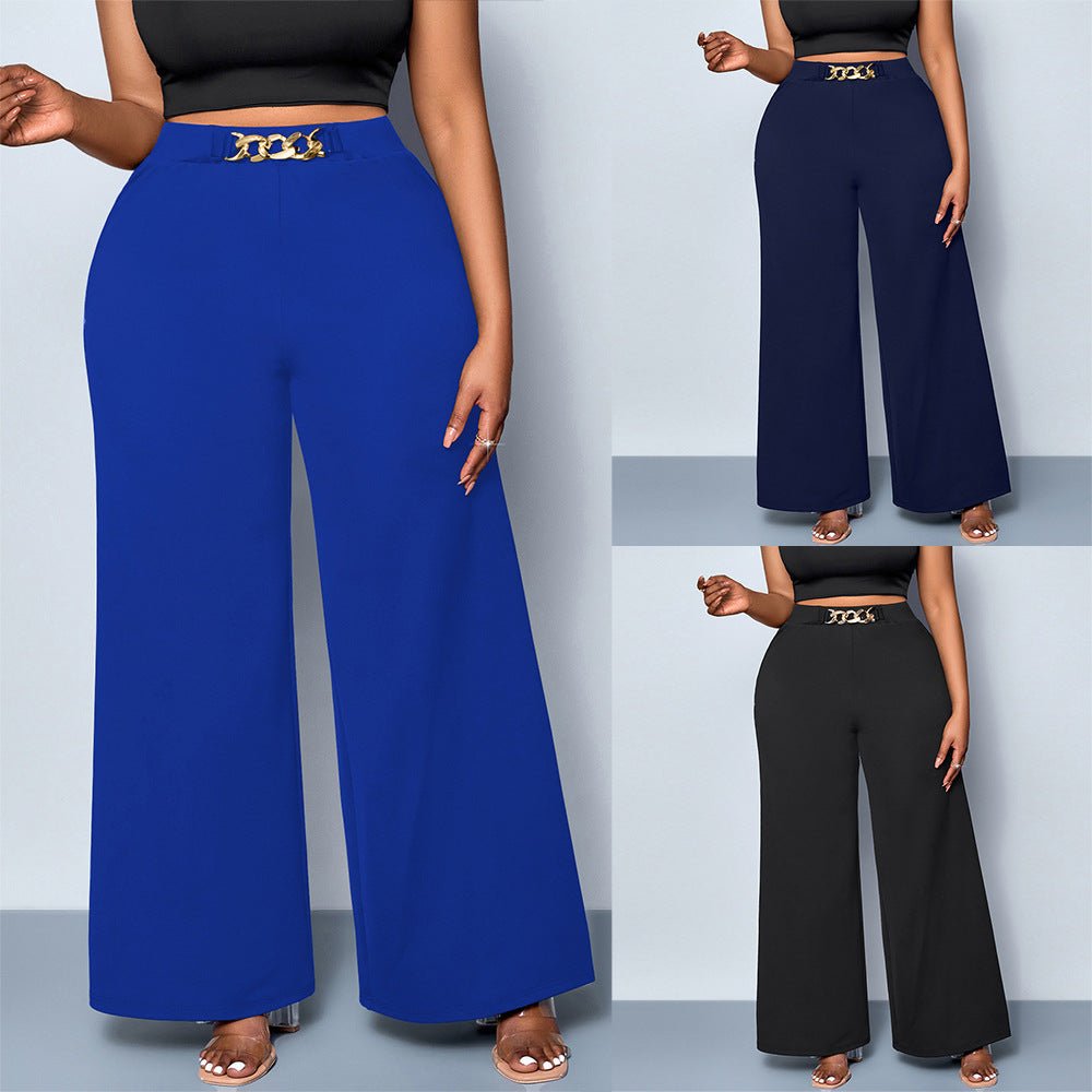 Summer Plus Size Metal Buckle Trousers For Women - RICALOUX