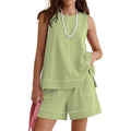 Summer Crew-neck Sleeveless Tank Top With Drawstring – Premium 0 | RICALOUX