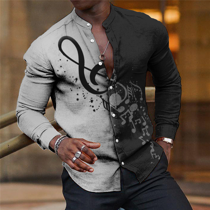 Mens Breathable Long-sleeve Printed Shirt by Ricaloux