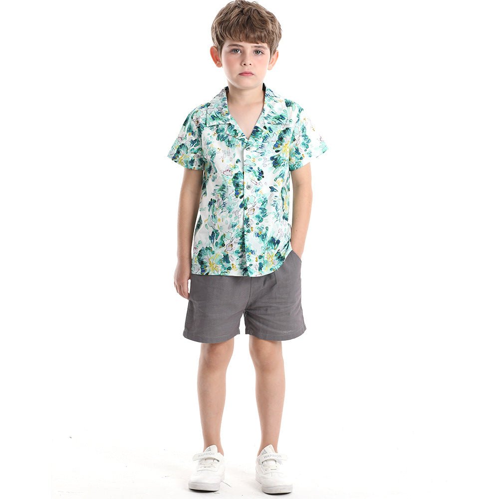 Boys' Shirt Printed Short-sleeved Breathable Children's Shirt Cute Baby Boys' Clothing - RICALOUX