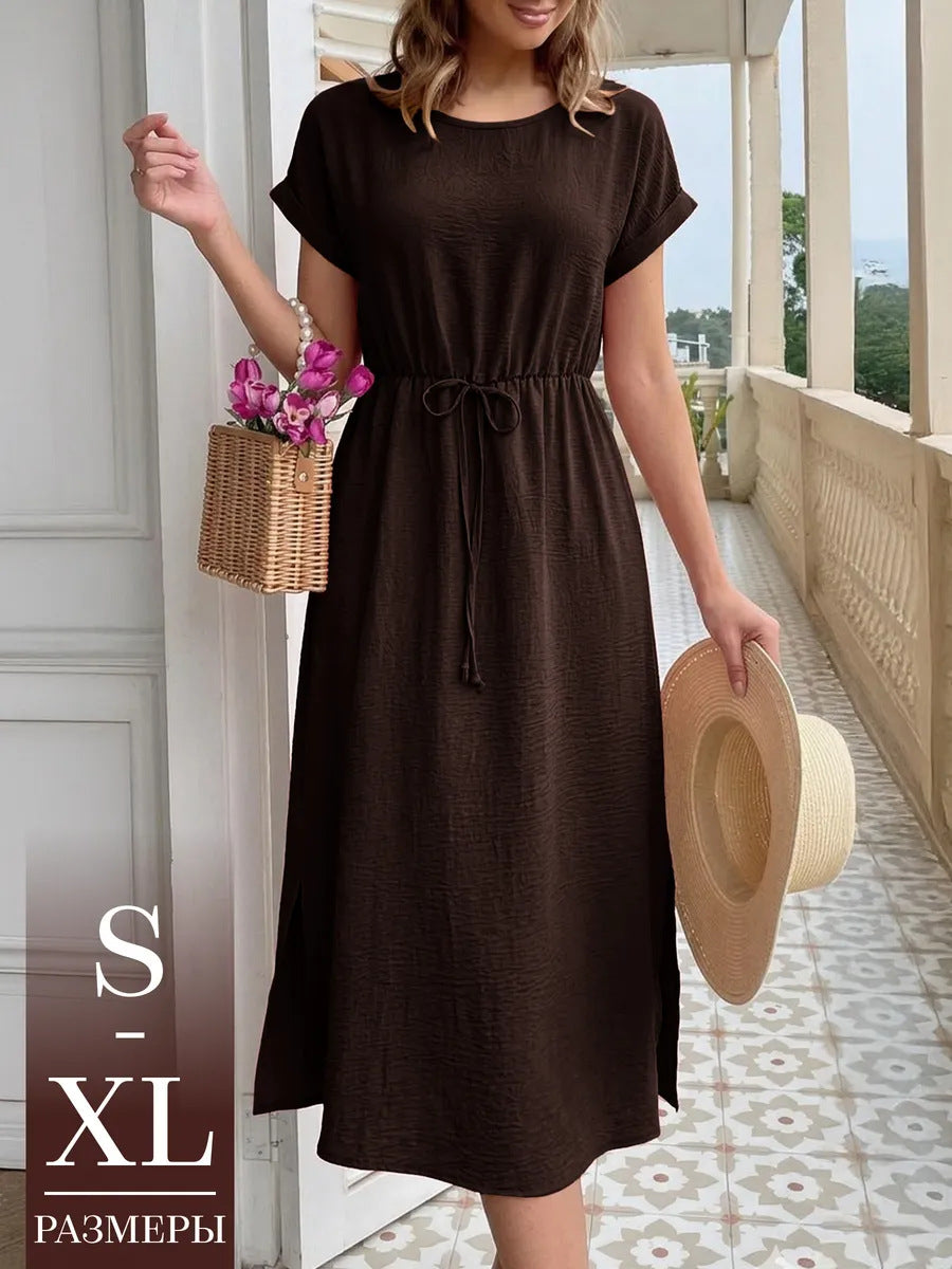Womens Casual Loose-fitting Round-neck Dress by Ricaloux