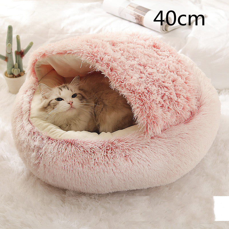 2 In 1 Dog And Cat Bed Pet Winter Bed Round Plush Warm Bed House Soft Long Plush Pets Bed Pet Products by Ricaloux