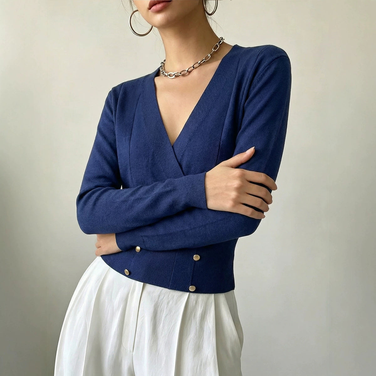 Womens Casual Knitted Versatile Fitted Top – Premium 0 | RICALOUX