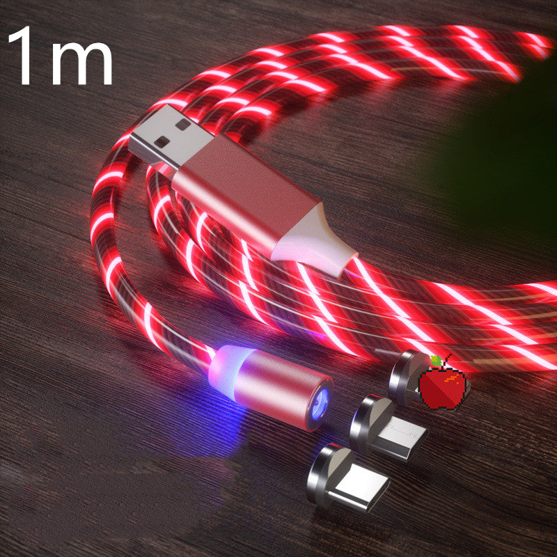 Magnetic Charging Cable Streamer Fast Charging Cable Lighting Micro USB Cable LED Magnet Charger Type-C Cable by Ricaloux