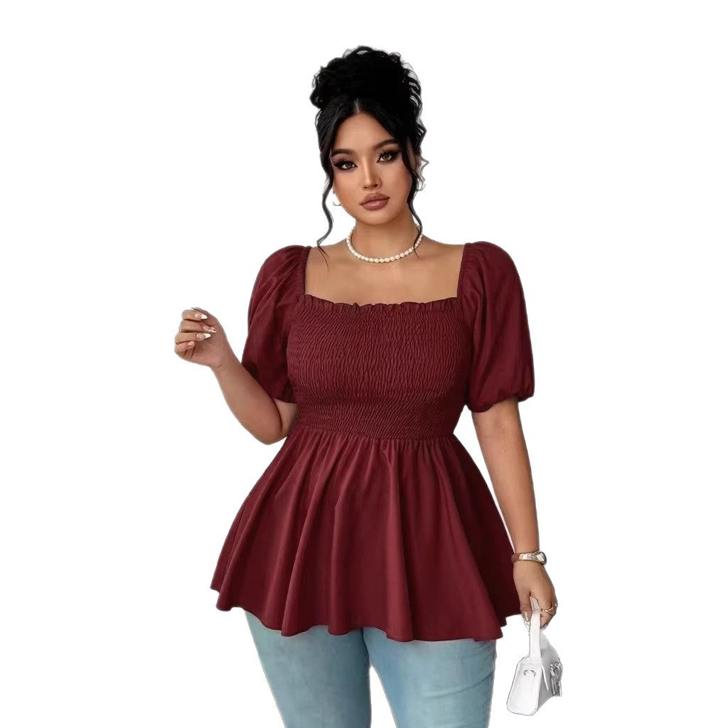 New Stylish Pleated Womens Blouse In Plus Sizes by Ricaloux