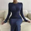 Women's Knitted Jumpsuit Bottoming Skirt Slim-fit Slimming Dress - RICALOUX