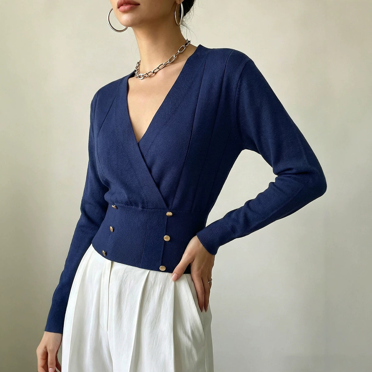 Womens Casual Knitted Versatile Fitted Top – Premium 0 | RICALOUX