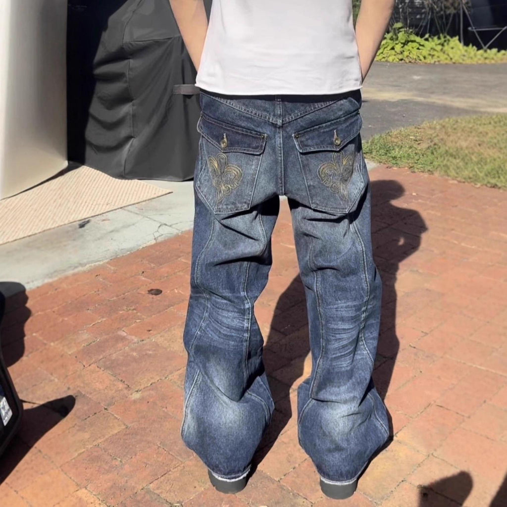 Mens Vintage Washed Distressed Jeans by Ricaloux