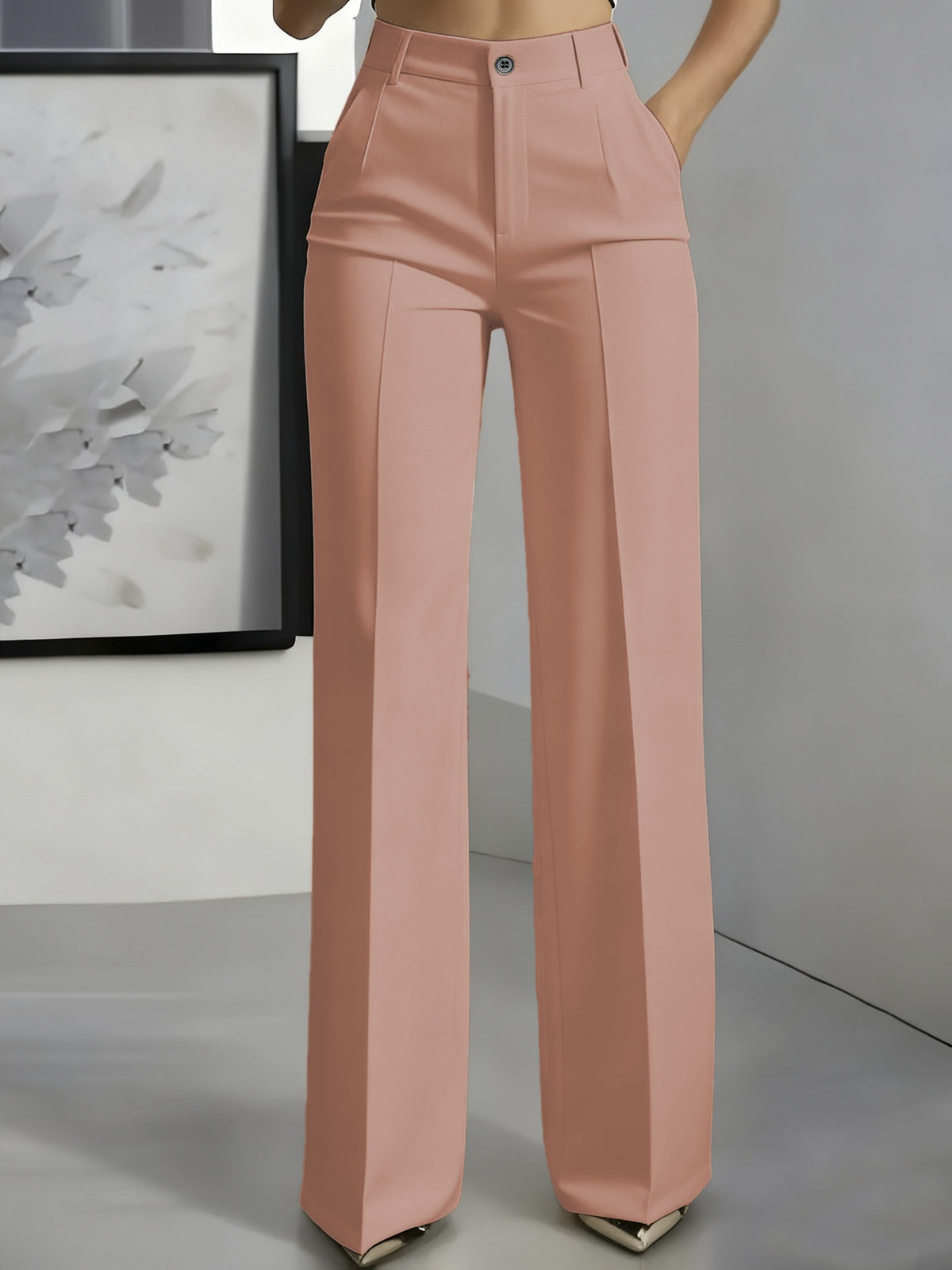 High-waisted Draping Straight-leg Minimalist Suit Trousers by Ricaloux