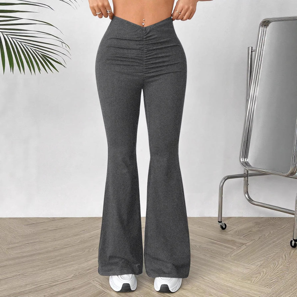 Womens V-waist Stretchy Bootcut Trousers by Ricaloux