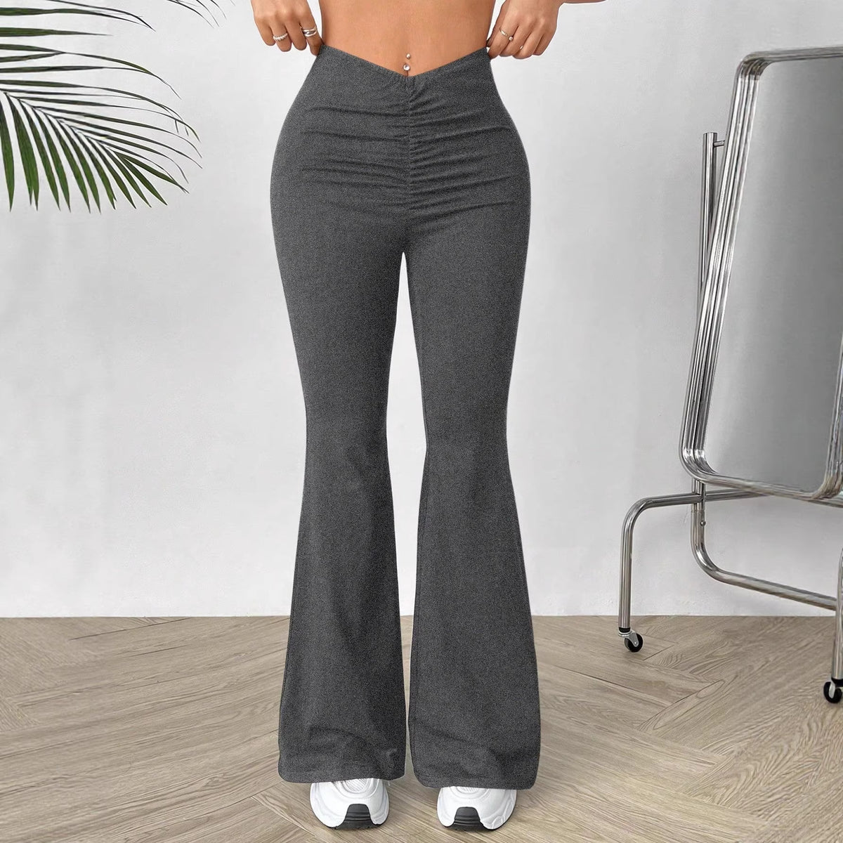 Womens V-waist Stretchy Bootcut Trousers by Ricaloux