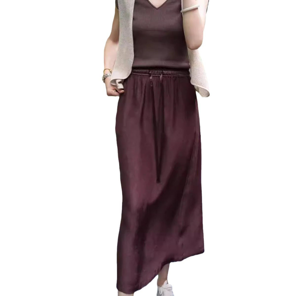 Acetate Satin A-line Skirt Womens Summer New Arrival – Premium 0 | RICALOUX