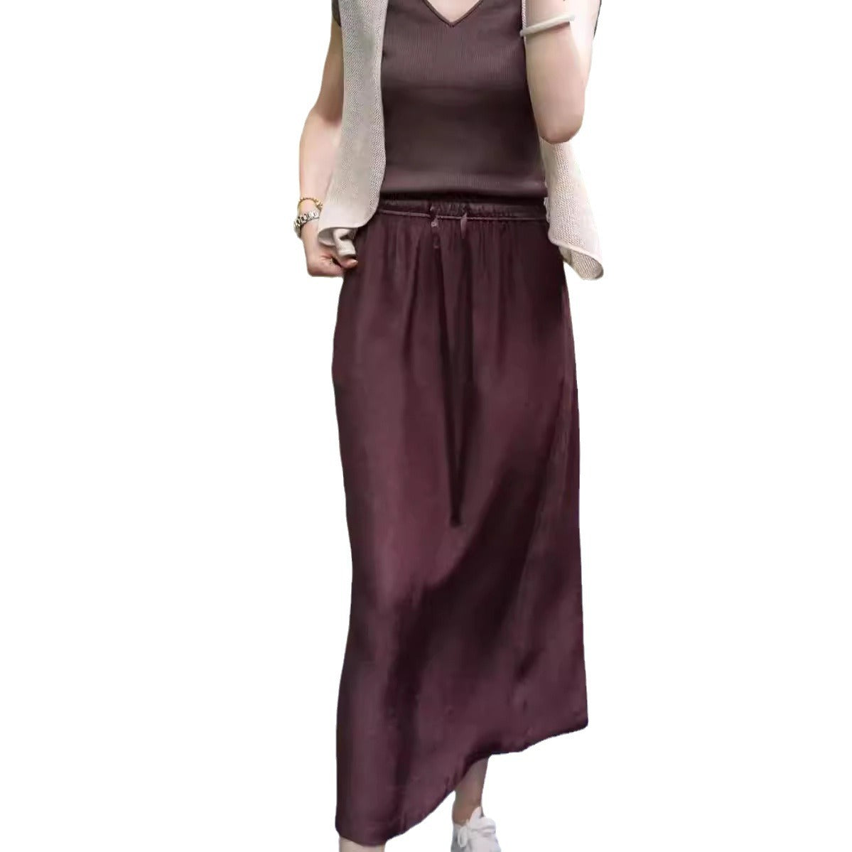 Acetate Satin A-line Skirt Womens Summer New Arrival – Premium 0 | RICALOUX