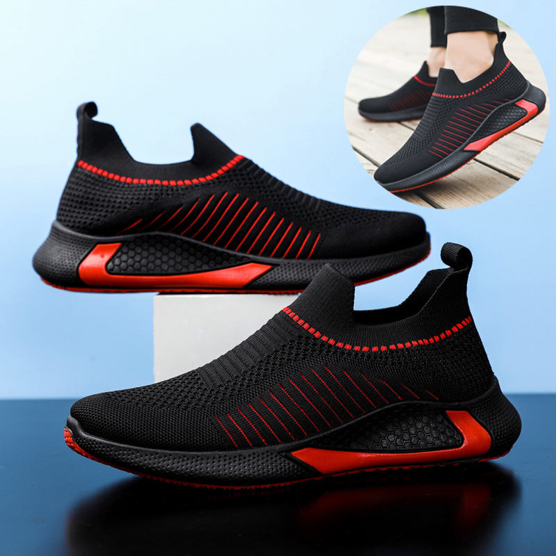 Fashion Mesh Sock Shoes With Striped Design Men Outdoor Breathable Slip-on Sneakers Csuale Lightweight Running Sports Shoes – Premium 4 | RICALOUX