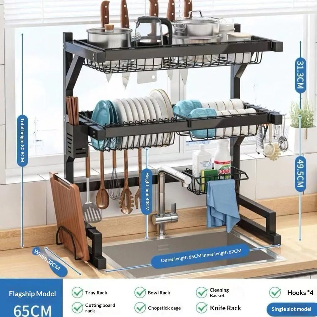 Multi-functional Home Kitchen Storage Rack Dish And Chopstick Draining Rack - RICALOUX