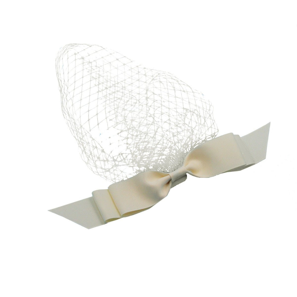 European And American White Mesh Bow Veil - RICALOUX
