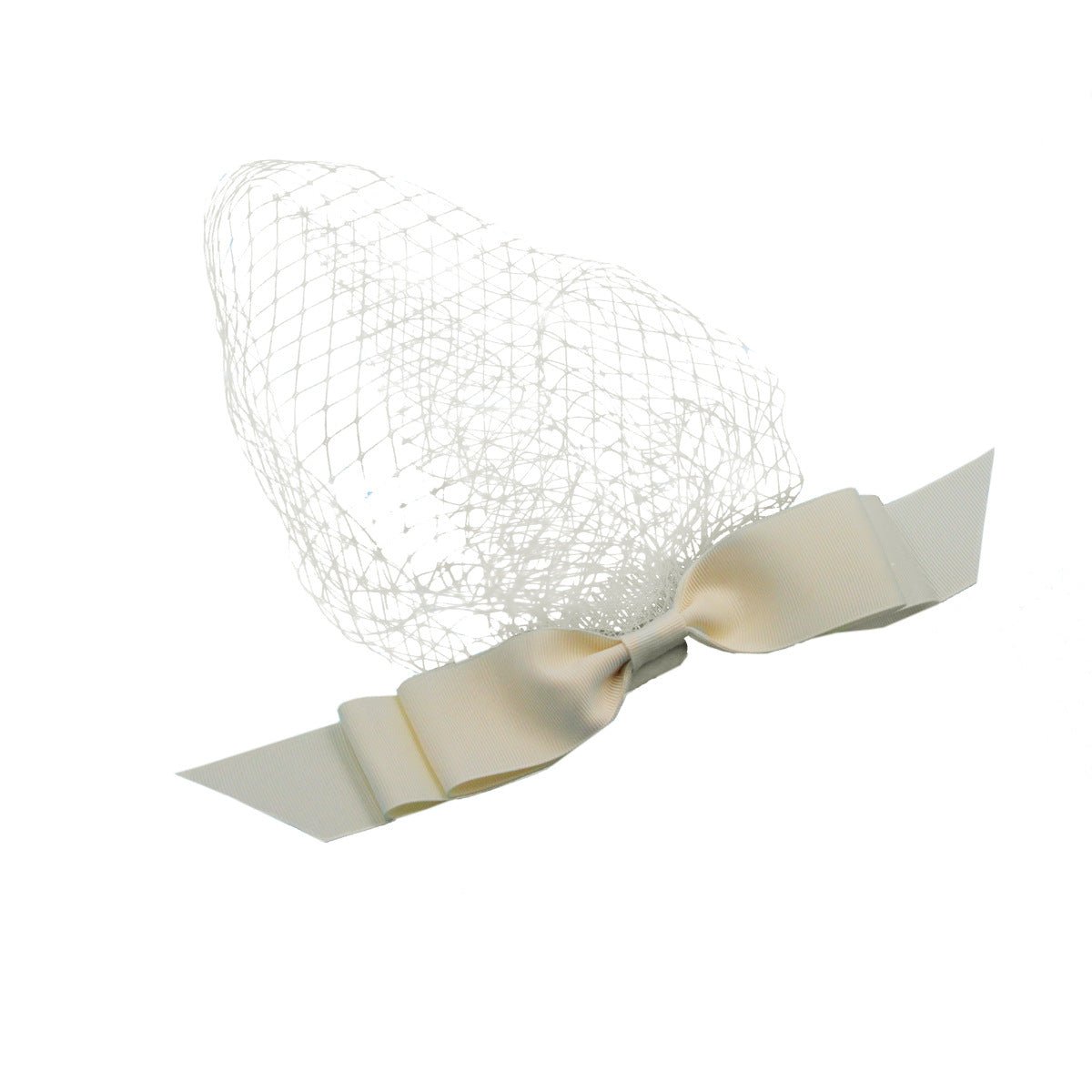 European And American White Mesh Bow Veil - RICALOUX
