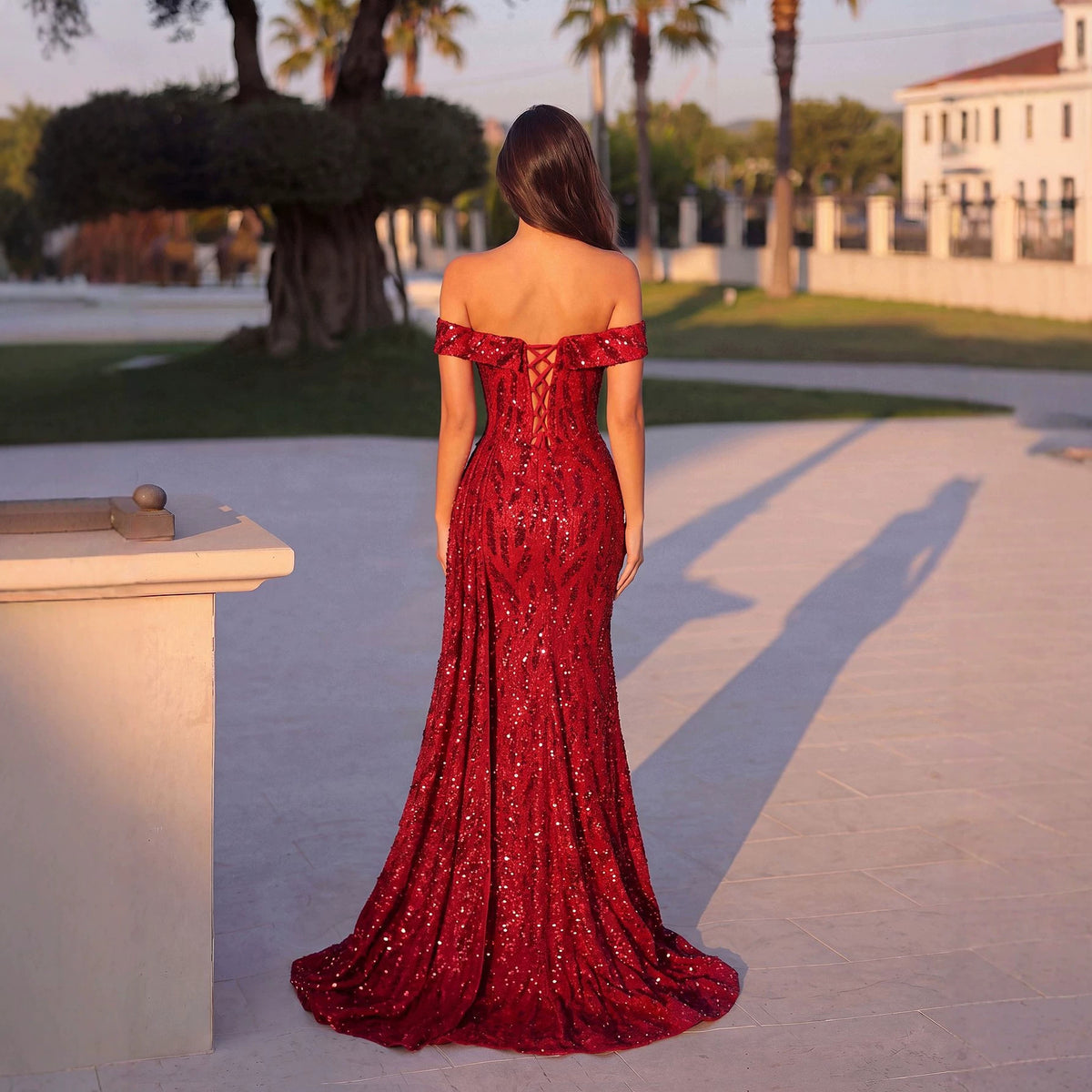 One-shoulder Sequined Slim-fit Mermaid Dress by Ricaloux
