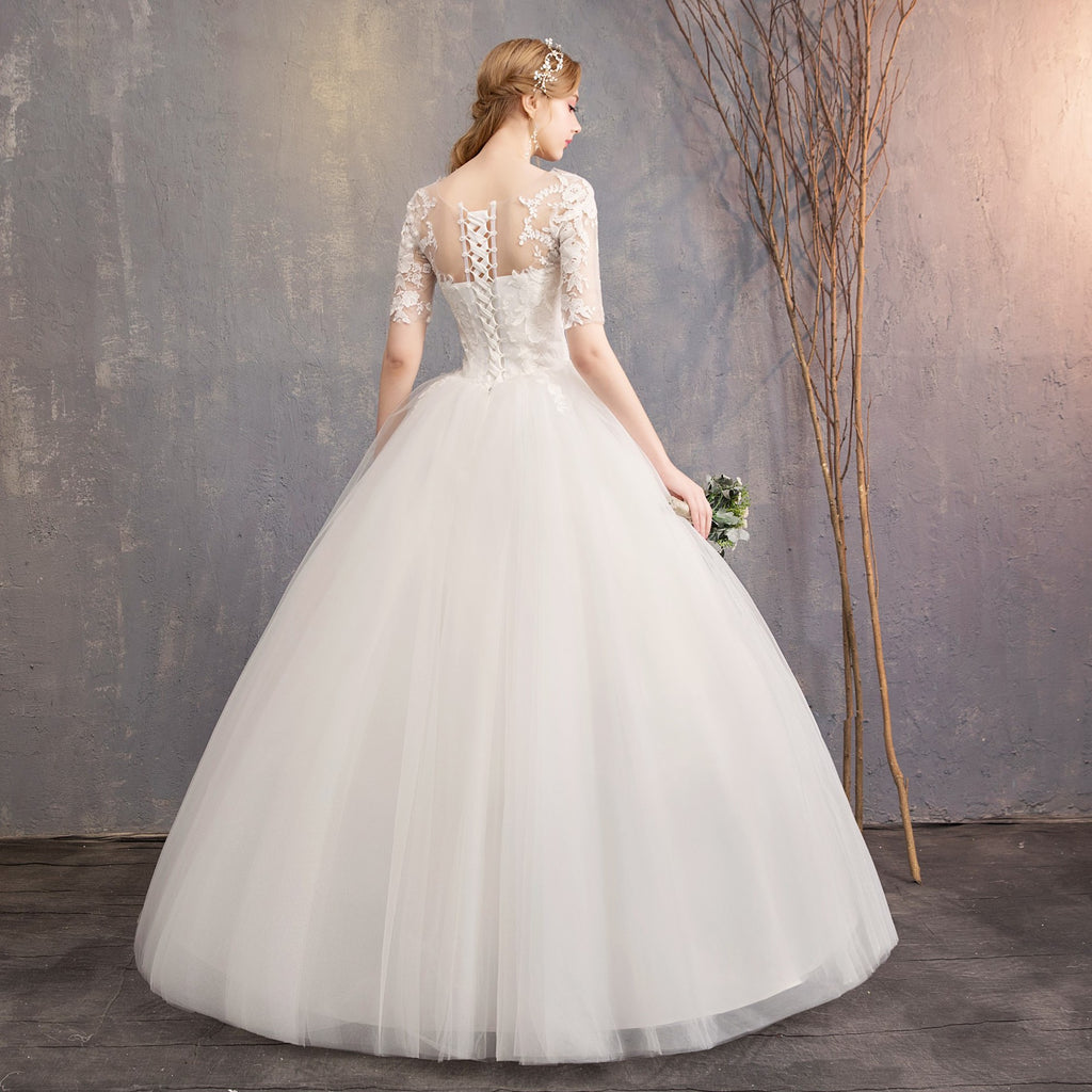 Slim Mid-sleeve Plus Size Photo Studio Wedding Dress - RICALOUX