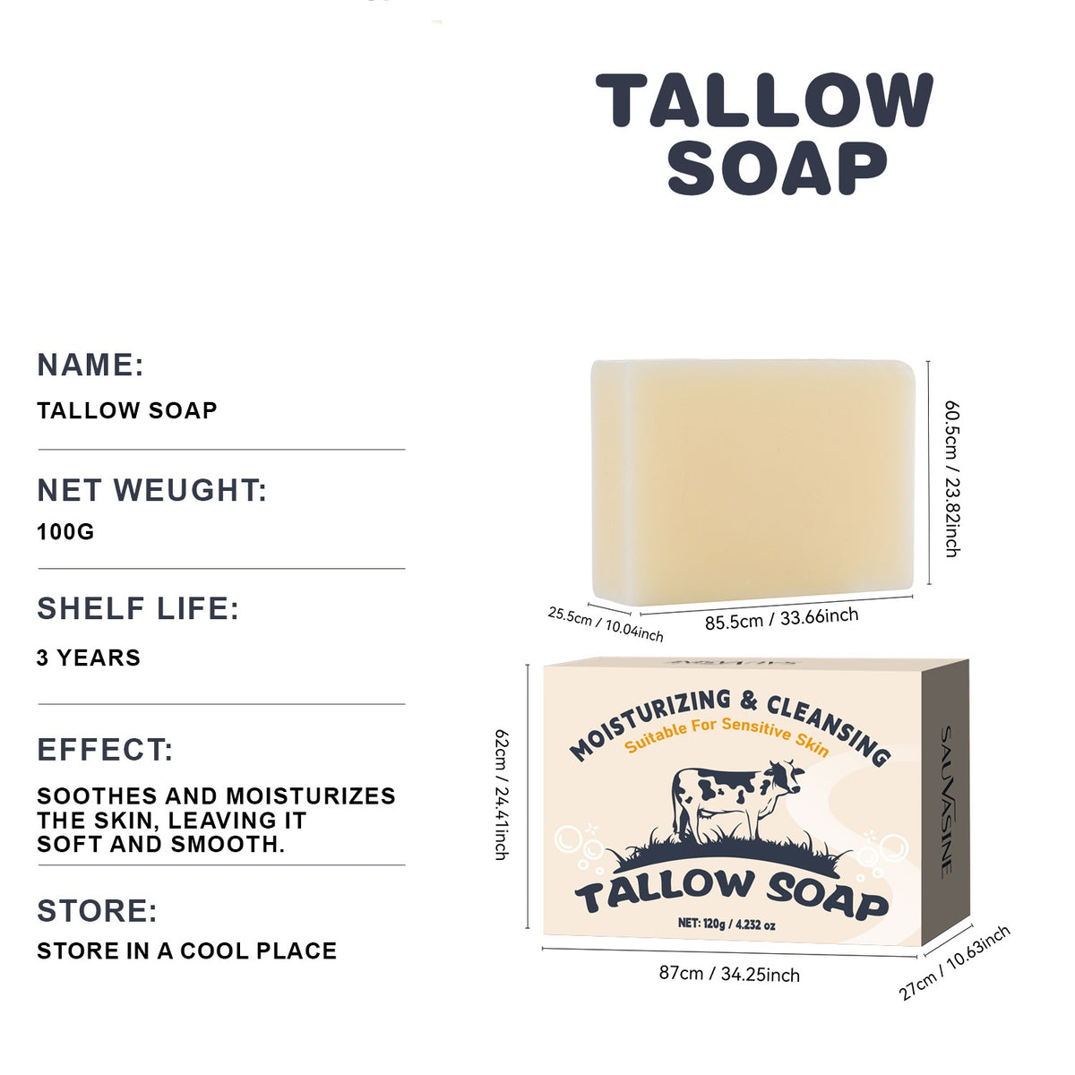 Tallow Soap Tallow Soap 120g Moisturizing by Ricaloux