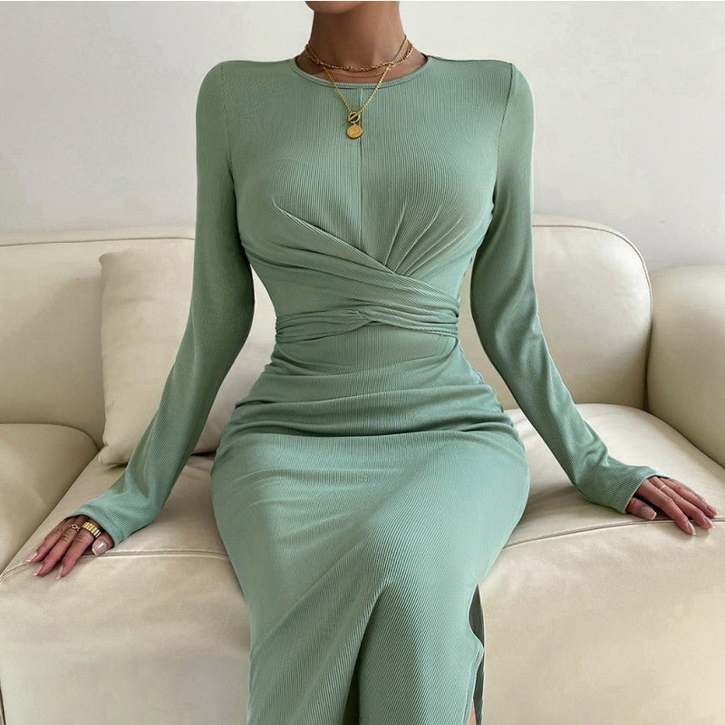 Women's Knitted Jumpsuit Bottoming Skirt Slim-fit Slimming Dress - RICALOUX