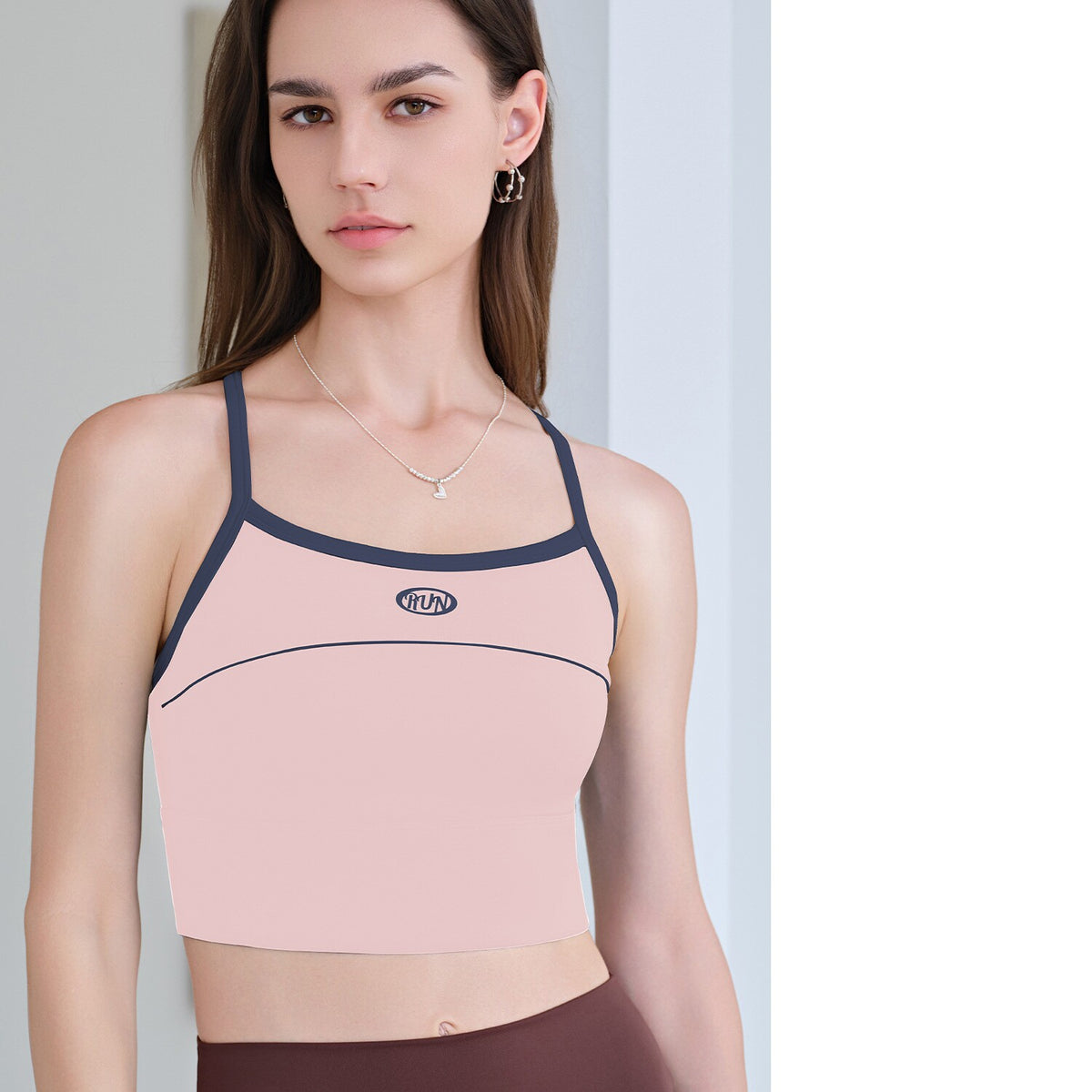 Color-blocked Sports Bra With Integrated Cups, Shockproof, Anti-exposure, Outerwear Style, Racerback Design, Thin Shoulder Straps, Yoga Bra – Premium 4 | RICALOUX