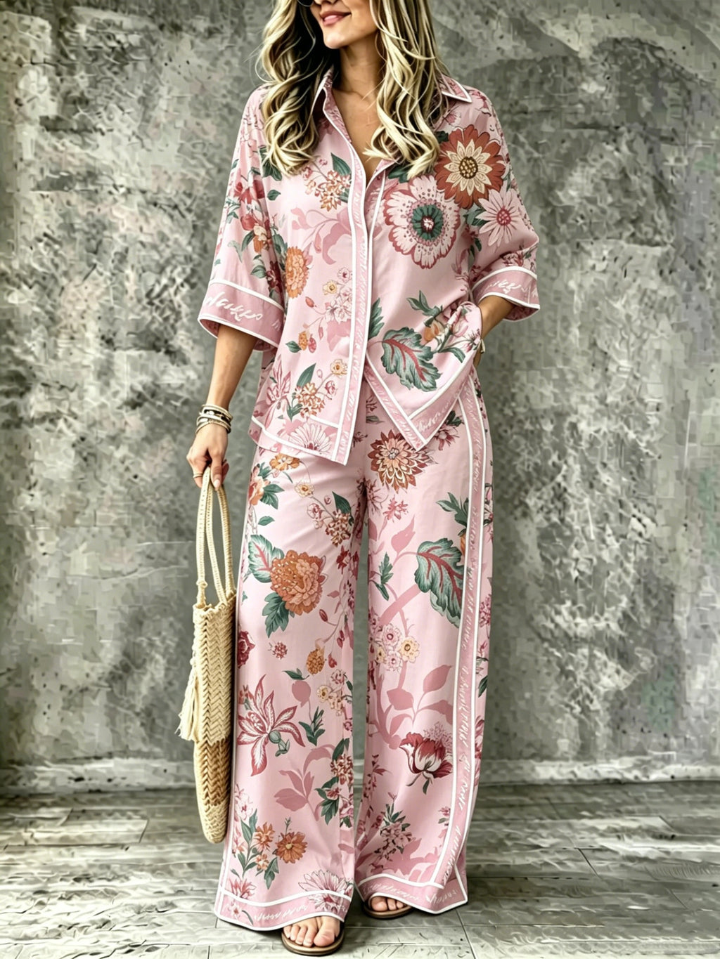 SpringSummer Digital-Print Shirt And Pants Set – Premium 0 | RICALOUX